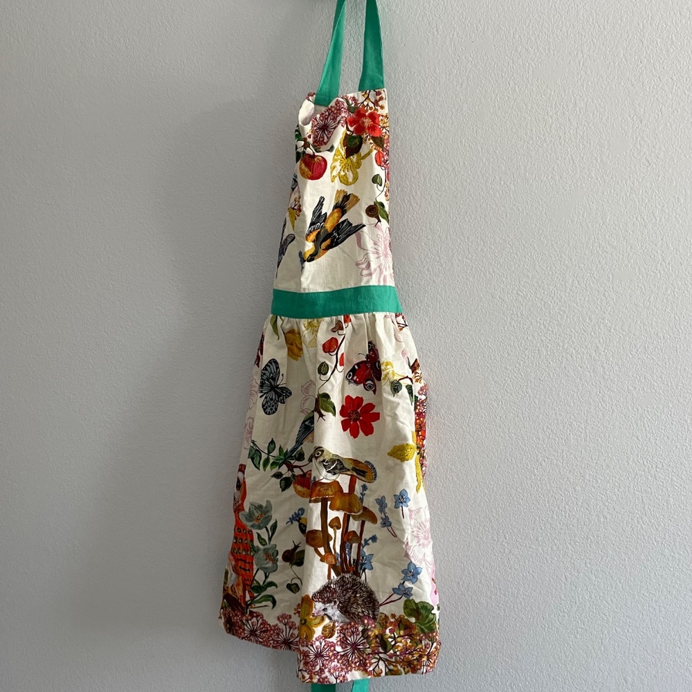 Anthropologie Nathalie Lete Embroidered Apron Woodland Animals Owl Mushrooms - Picture 7 of 10